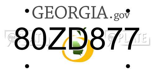 80ZD877 Georgia License Plate