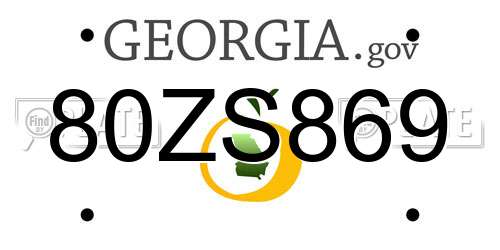 80ZS869 Georgia License Plate