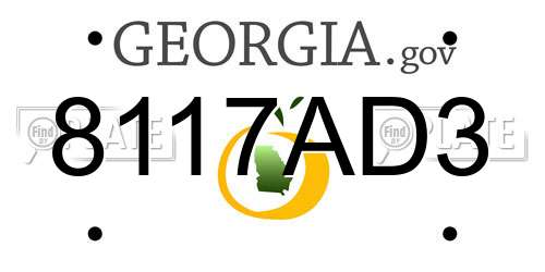 8117AD3 Georgia License Plate