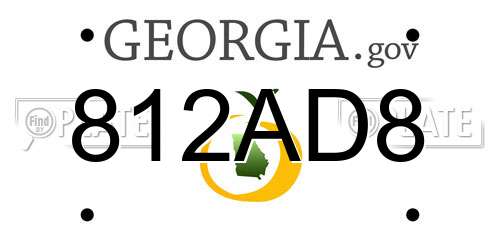 812AD8 Georgia License Plate