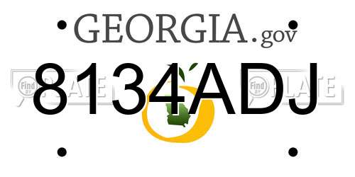 8134ADJ Georgia License Plate