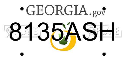 8135ASH Georgia License Plate