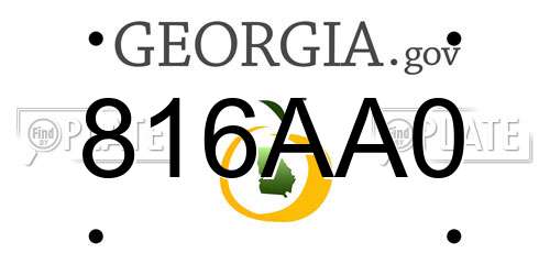 816AA0 Georgia License Plate