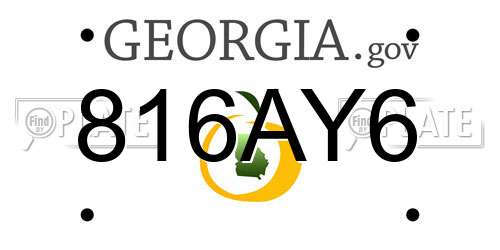 816AY6 Georgia License Plate