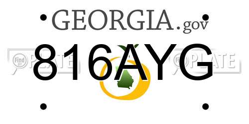 816AYG Georgia License Plate