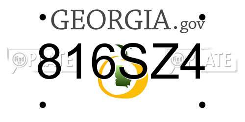 816SZ4 Georgia License Plate