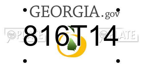 816T14 Georgia License Plate