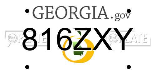 816ZXY Georgia License Plate