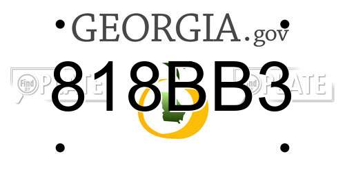 818BB3 Georgia License Plate
