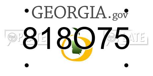 818O75 Georgia License Plate