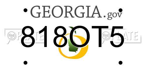 818OT5 Georgia License Plate