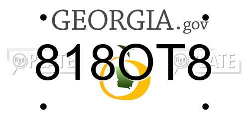818OT8 Georgia License Plate