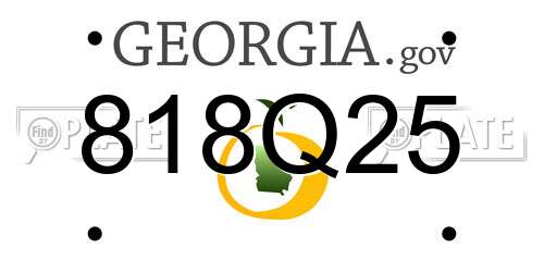 818Q25 Georgia License Plate