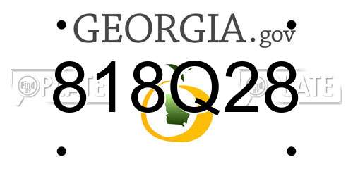 818Q28 Georgia License Plate