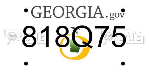 818Q75 Georgia License Plate