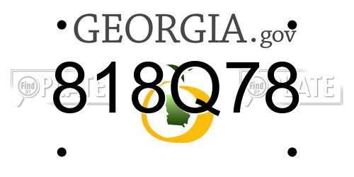 818Q78 Georgia License Plate