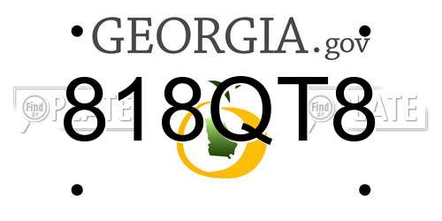 818QT8 Georgia License Plate