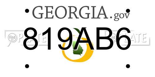 819AB6 Georgia License Plate