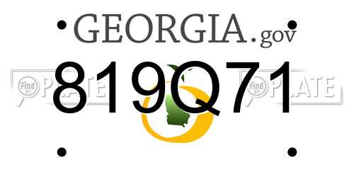 819Q71 Georgia License Plate
