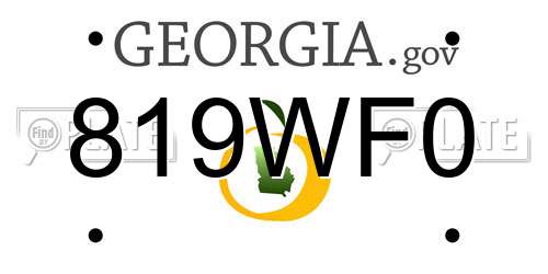 819WF0 Georgia License Plate