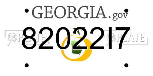 82022I7 Georgia License Plate