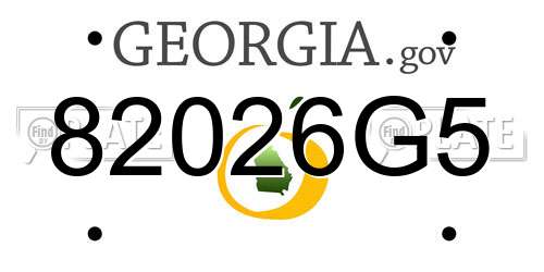 82026G5 Georgia License Plate