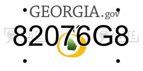 82076G8 Georgia License Plate