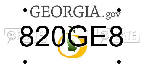 820GE8 Georgia License Plate