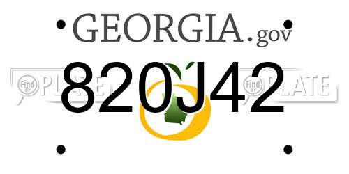 820J42 Georgia License Plate