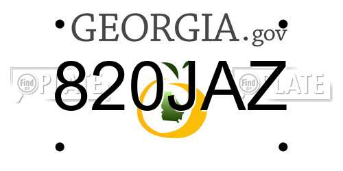 820JAZ Georgia License Plate