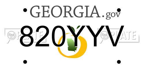 820YYV Georgia License Plate