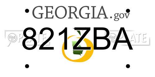 821ZBA Georgia License Plate