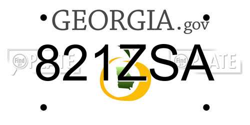 821ZSA Georgia License Plate