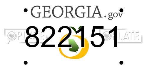 822151 Georgia License Plate