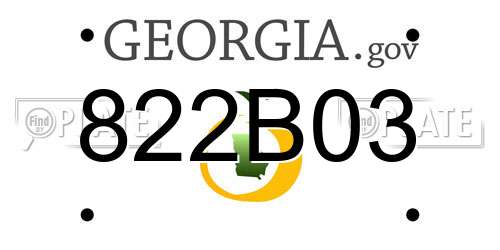 822B03 Georgia License Plate