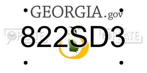 822SD3 Georgia License Plate