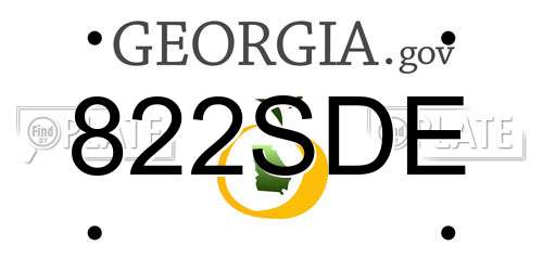 822SDE Georgia License Plate