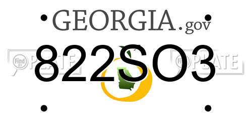 822SO3 Georgia License Plate