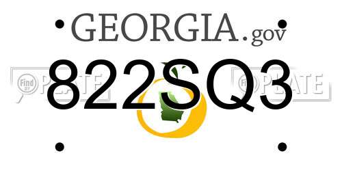 822SQ3 Georgia License Plate