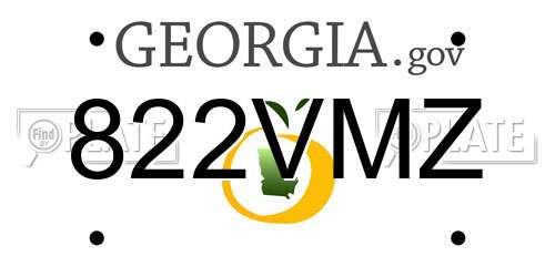 822VMZ Georgia License Plate