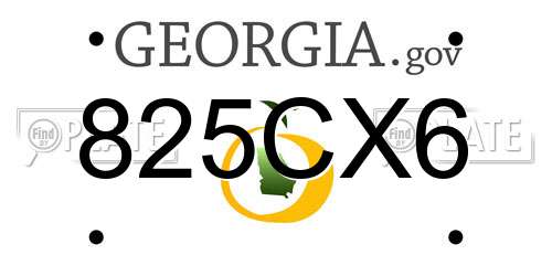 825CX6 Georgia License Plate