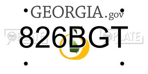 826BGT Georgia License Plate