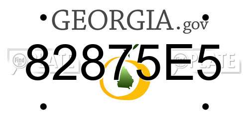 82875E5 Georgia License Plate