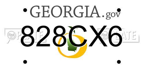 828CX6 Georgia License Plate
