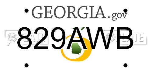 829AWB Georgia License Plate