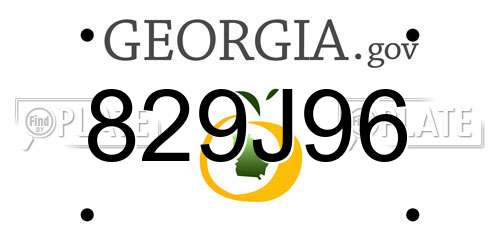 829J96 Georgia License Plate