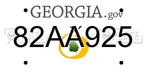82AA925 Georgia License Plate