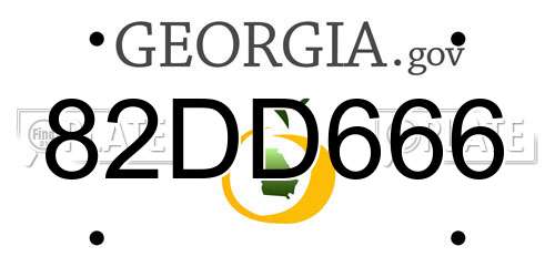 82DD666 Georgia License Plate