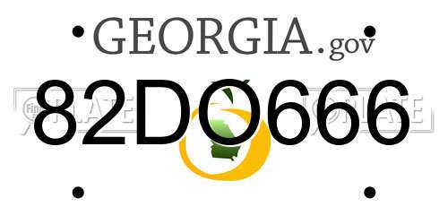 82DO666 Georgia License Plate