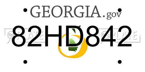 82HD842 Georgia License Plate